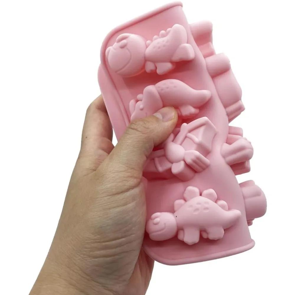 12 Cavity Cute Dinosaur Silicone Molds 3D Dinosaur Themed Baking Mould Tray for Easter Chocolate Cake Dessert DIY Baking Tool