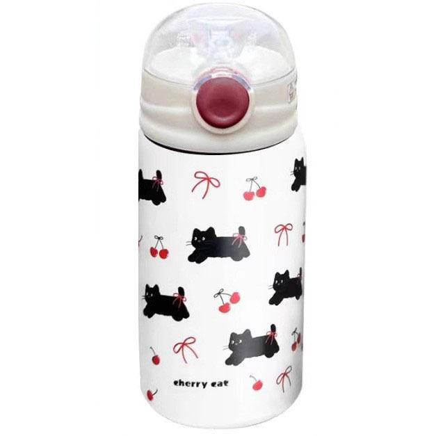 500ml ladies' cute cat pattern insulated cup 316 stainless steel insulated cup  stainless steel water bottle with straw