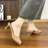 2024 Shoes for Women Open Toe Women's Slippers Fashion Dress Slippers Women Square Toe Thin Heels Plus Size Women's Sandals