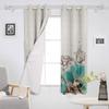Flowers Bloom Turquoise Plants Roses Window Curtain For Living Room Bedroom Luxury Home Kitchen Decor Items Curtains