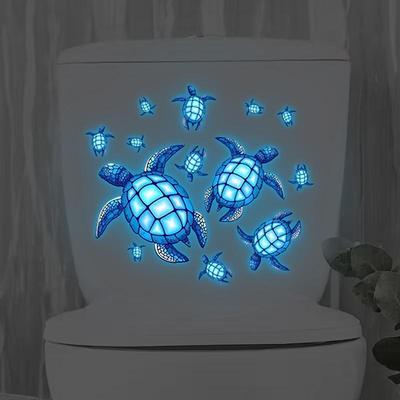 Glow-In-The-Dark Turtle Toilet Stickers Self-Adhesive Removable Wall Decals Room Decor, Glow Under Uv, Car Sticker Wall Decor