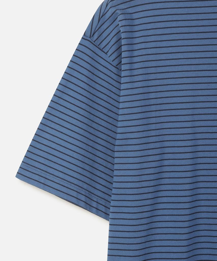 247Silijeu Usa Cotton 20-Count Striped T-Shirt Blue