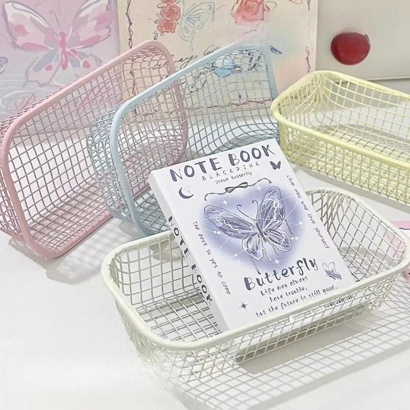 Wrought Iron Storage Basket Miscellaneous Stationery Finishing Storage Box Desktop Decoration Photography Props Storage Basket