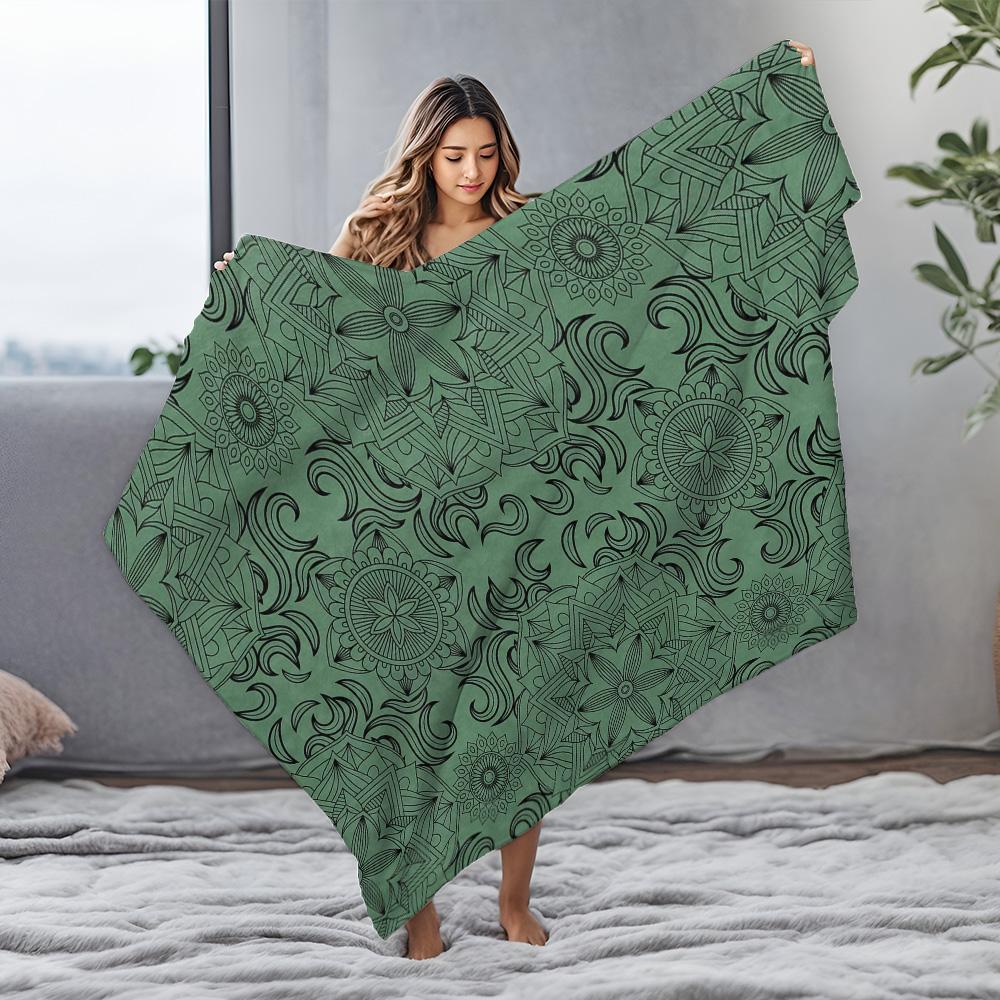 Schwarz Weiß Mandala Decke Überwurf Weich Gemütlich Dekorativ Bett Sofa Kissenbezug für Damen Teenager Kinder Geschenk