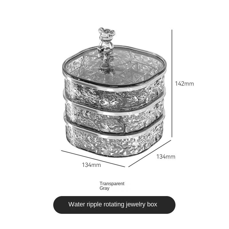 

Стеллаж для ювелирных изделий из ПЭТ, прозрачный настольный ящик для хранения, вращающийся на 360°, органайзер для ювелирных изделий, хранение ювелирных изделий серый