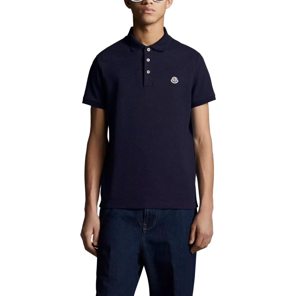 Moncler Logo Polo Shirt Navy Blue Men Streetwear I10918A000198455677X