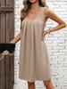 Women's Summer Casual Dress Fashionable Pleated Dress Elegant U-neck Beach Dress