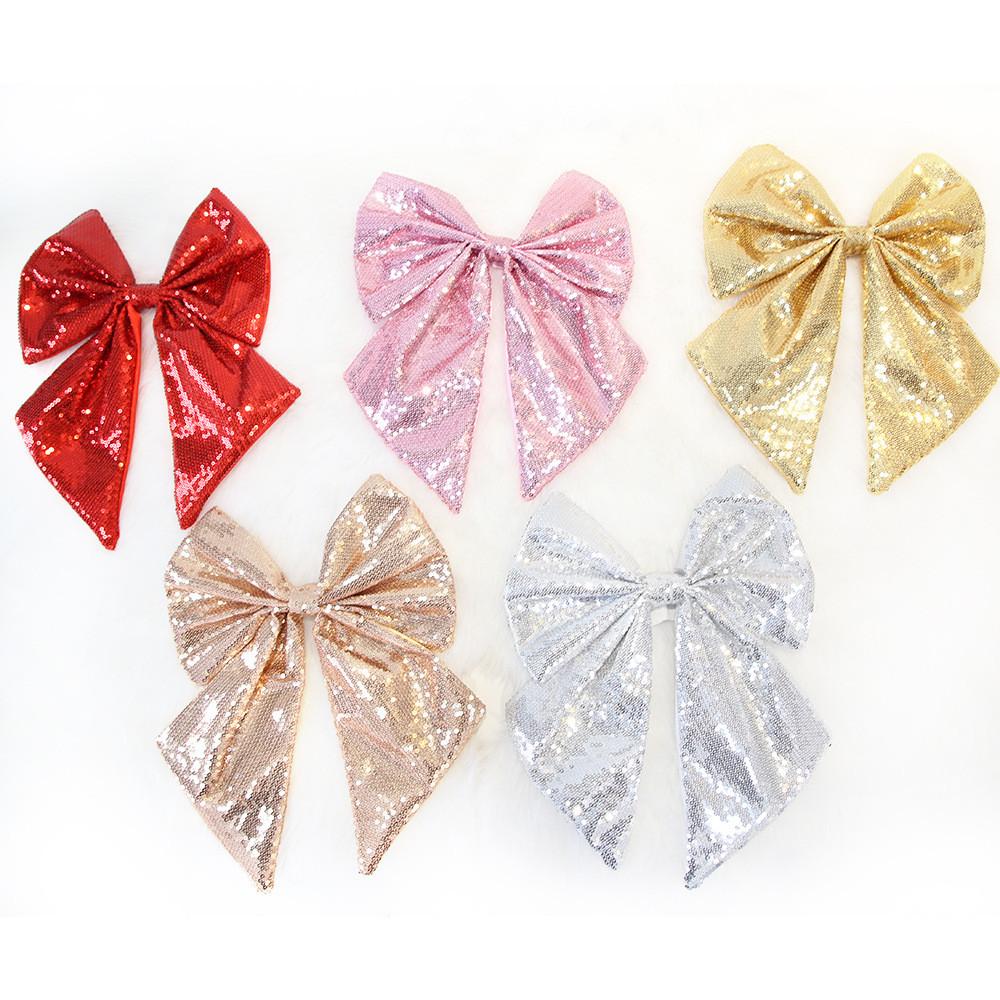 Holiday Sparkling Bow Sequin Pearl Cotton Bow Christmas Tree Set Decoration