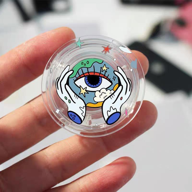 Türkischer Glücksbringer Blauer Nazar-Auge Abstrakter Handygriff Tok Ständer Halter Transparent Griptok für iPhone 13 Samsung Huawei Xiaomi Halterung