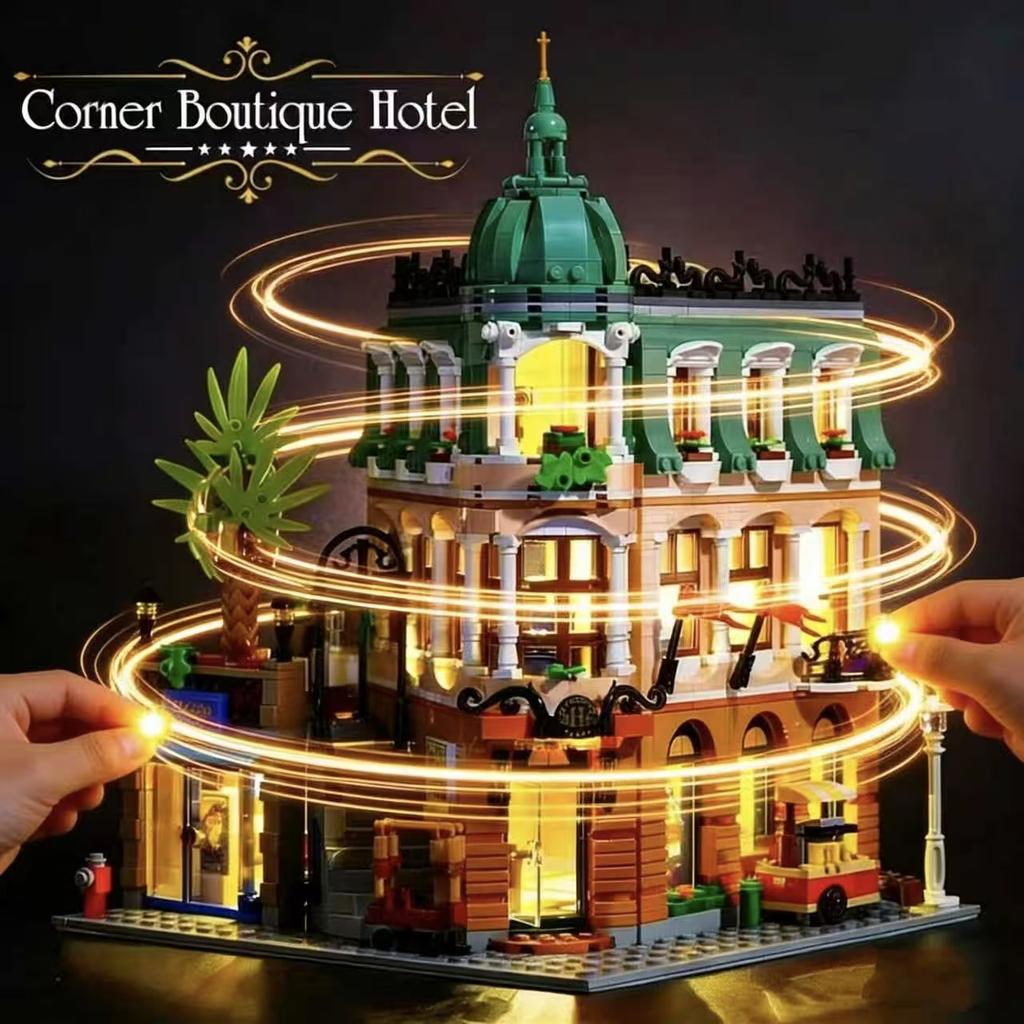 1365 Teile Charmantes Eck-Boutique-Hotel Baustein-Set ein Perfektes Geschenk für Heimdekorations-Enthusiasten und Baustein-Enthusiasten
