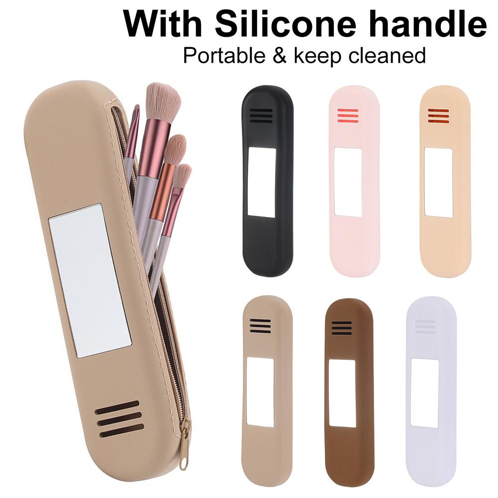 Silicone Makeup Brushes Holder Bag Zipper Make Up Brush Handbag Breathable Easy To Clean Protable Lightweight for Outdoor