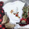 Casual Cute Cartoon Christmas Santa Graphic Female T-Shirt 90S Funny Summer Tees Loose White Blouse Short Sleeve O-Neck Crop Top