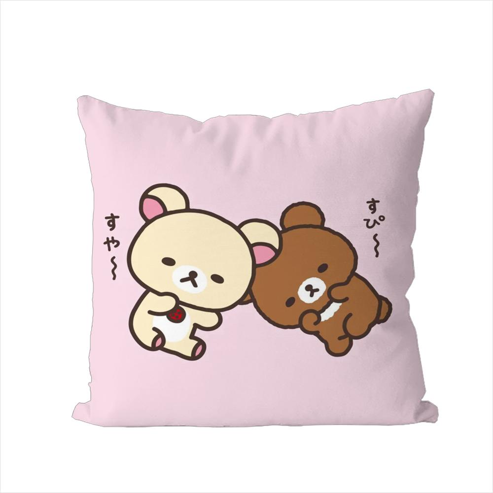 Cute RRilakkuma Pillow Case For Car Sofa Decorative Home Doublesided Print Plush Square Throw Pillow Cushion Cover