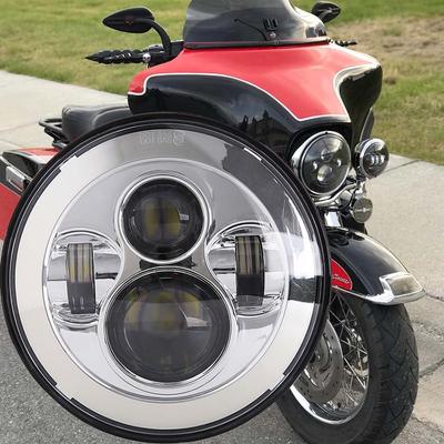 1 Stück 7-Zoll LED-Scheinwerfer Motorrad-Scheinwerfer H4 Scheinwerfer-Baugruppe Fern- und Abblendlicht 6700LM Angel Eyes für Jeep Wrangler Offroad