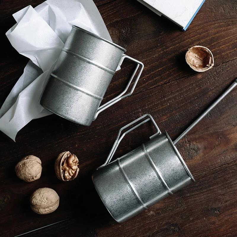 Travel Coffee Mug Retro Stainless Steel Cup Beer Mug Espresso Coffee Cups Cafe Bar Party Drinkware Camping Cup Milk Tea Mug Gift