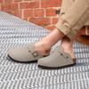 Fashion Smile Leather Mules For Women Men Clogs Slippers Soft Cork Footbed Suede Clogs Comfort Potato Shoes With Arch Support Home Shoes
