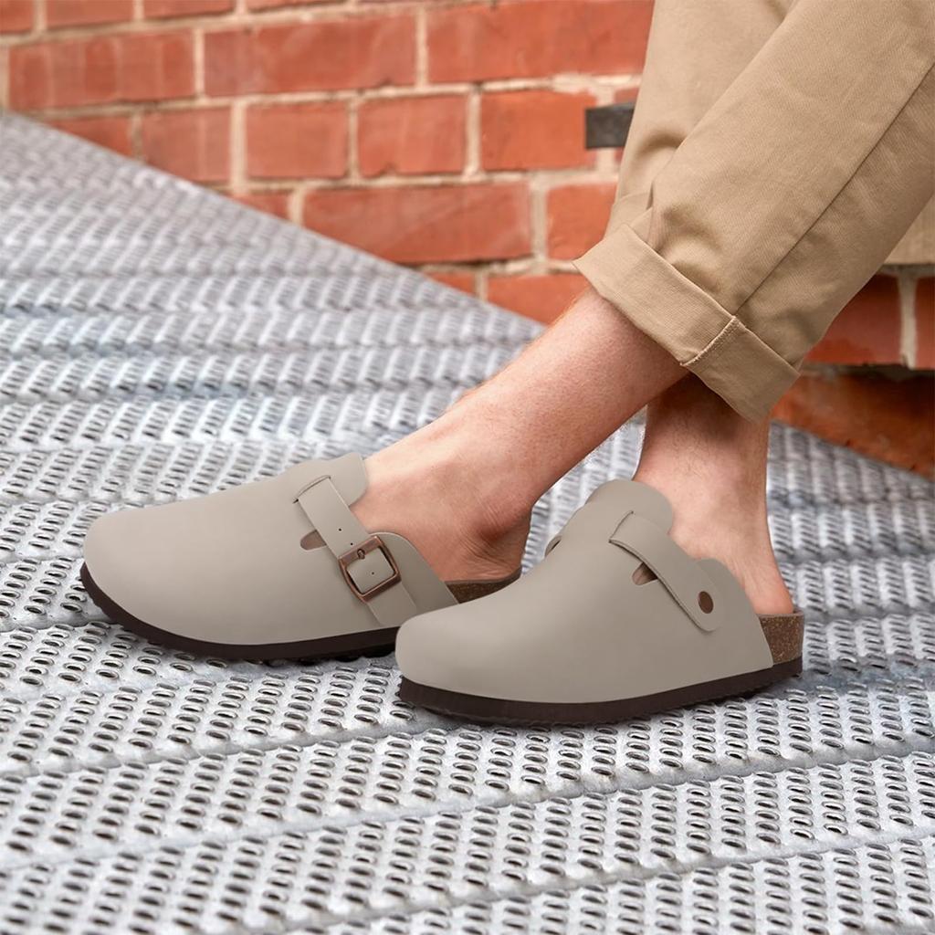 Fashion Smile Classic Women Mules Summer Clogs Slippers Flat Slippers Cork Waterproof Beach Slippers WIth Adjustable Buckle For Women