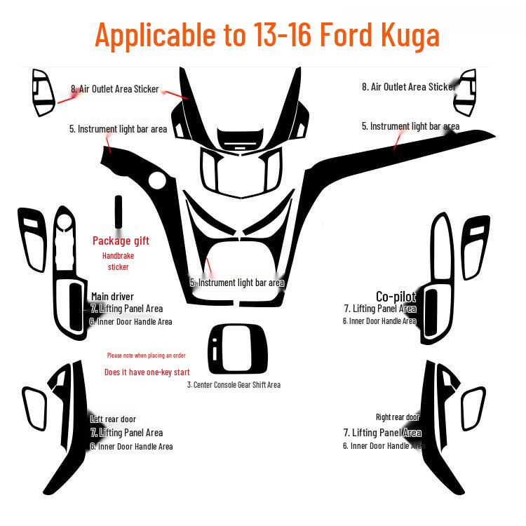 13-16 Ford Kuga Carbon Fiber Center Console Shift Lever Sticker