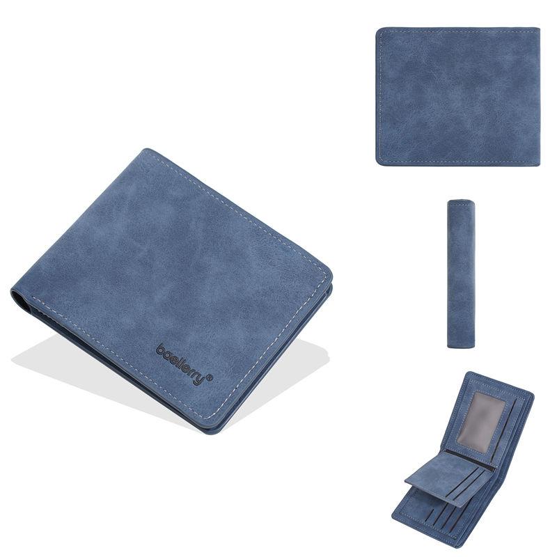 

Baellerry Винтажный дизайн короткие кошельки для мужчин модный тройной держатель для карт кошелек сумки для денег 12*9.5*1.5cm синий