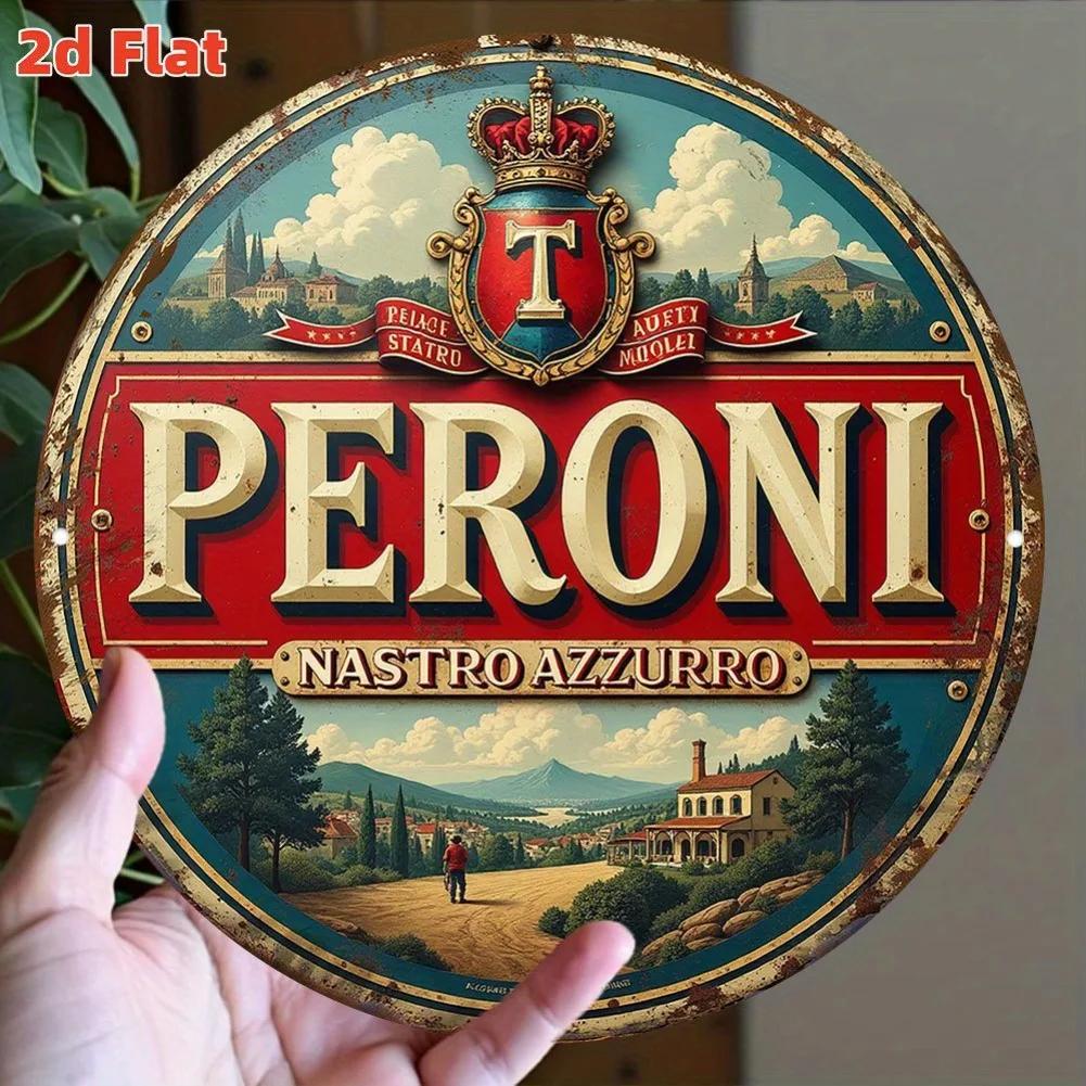 D flat Peroni Beer Logo Defining Italian Brewing Beer Brand Theme Elements Classic Wall Art Metal Decorative Sign 20x20cm(8x8inch)