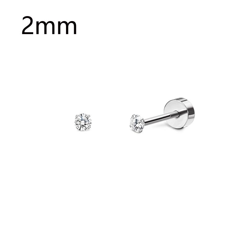 

1 Pair 18G Stainless Steel Small Tiny Cubic Zirconia Ball Flat Screw Back Cartilage Helix Piercing Stud Earrings for Women Men
