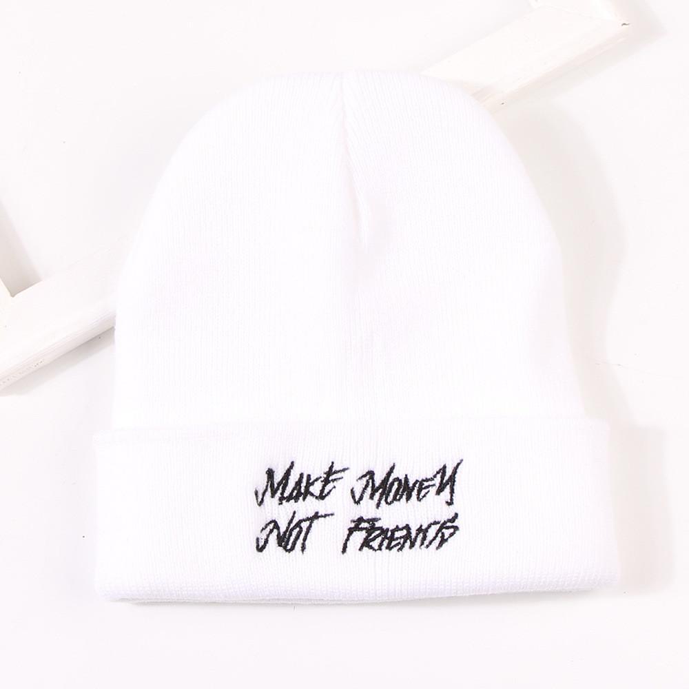 Warm Knit Hat With Letter Embroidery For Autumn And Winter