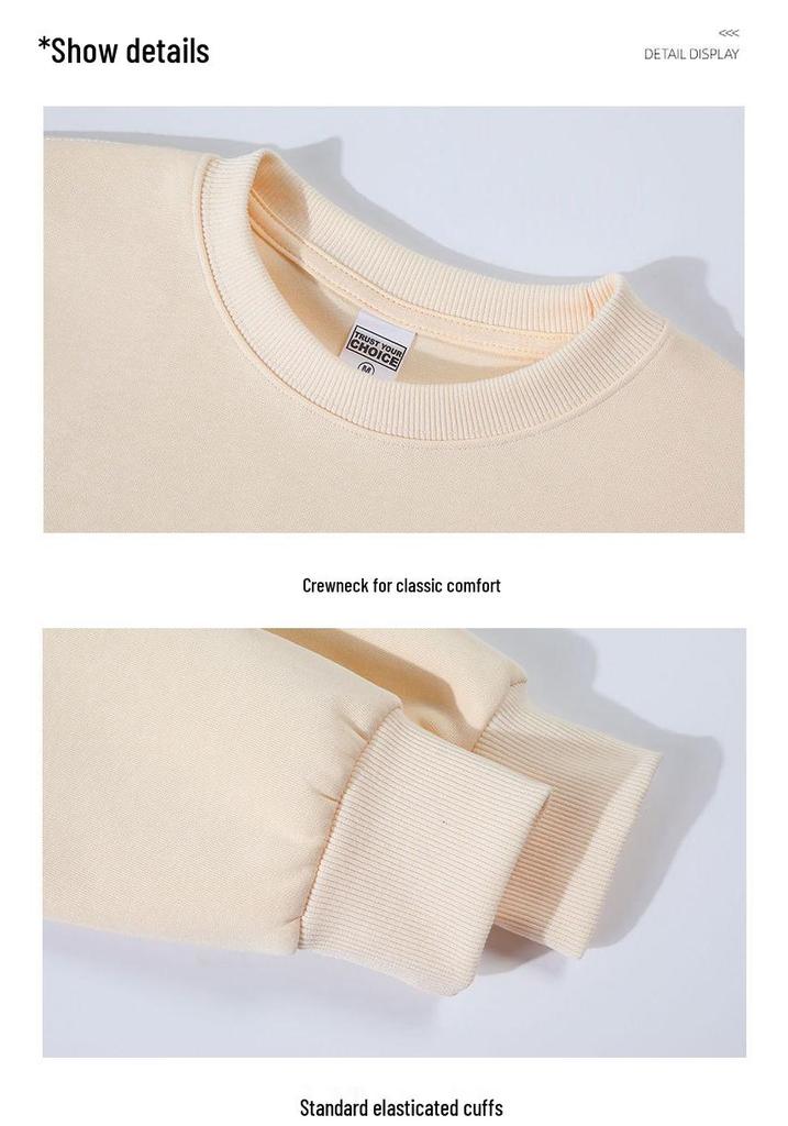Trendy Women's Cropped Sweatshirt - Plain Color, Loose Fit, Versatile Round Neck Autumn/Winter Top