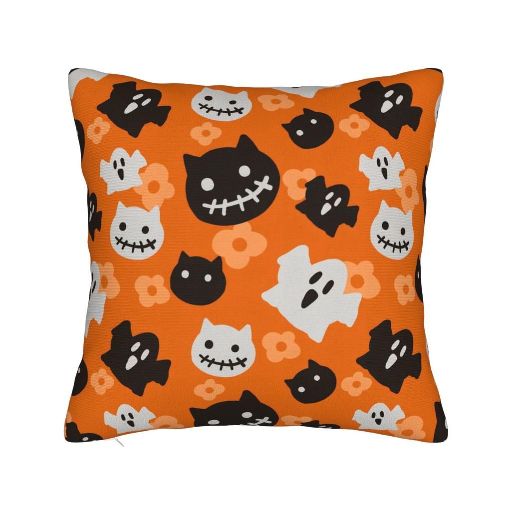 Halloween Square Pillow Cases Pumpkin Black Cats Cushion Cover Customized Decorative Throw Pillow Case Cover for Home 45x45cm