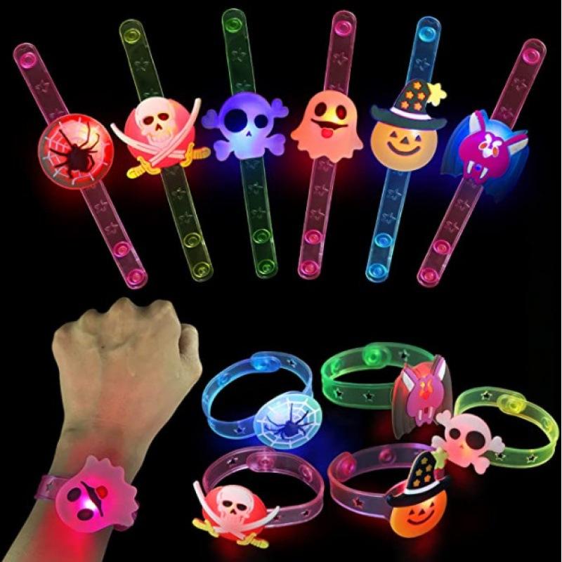 3 Styles Christmas Party Favors for Kids LED Light Up Bracelet Christmas Flashing Toys Treats Goody Bag Candy Halloween Gifts