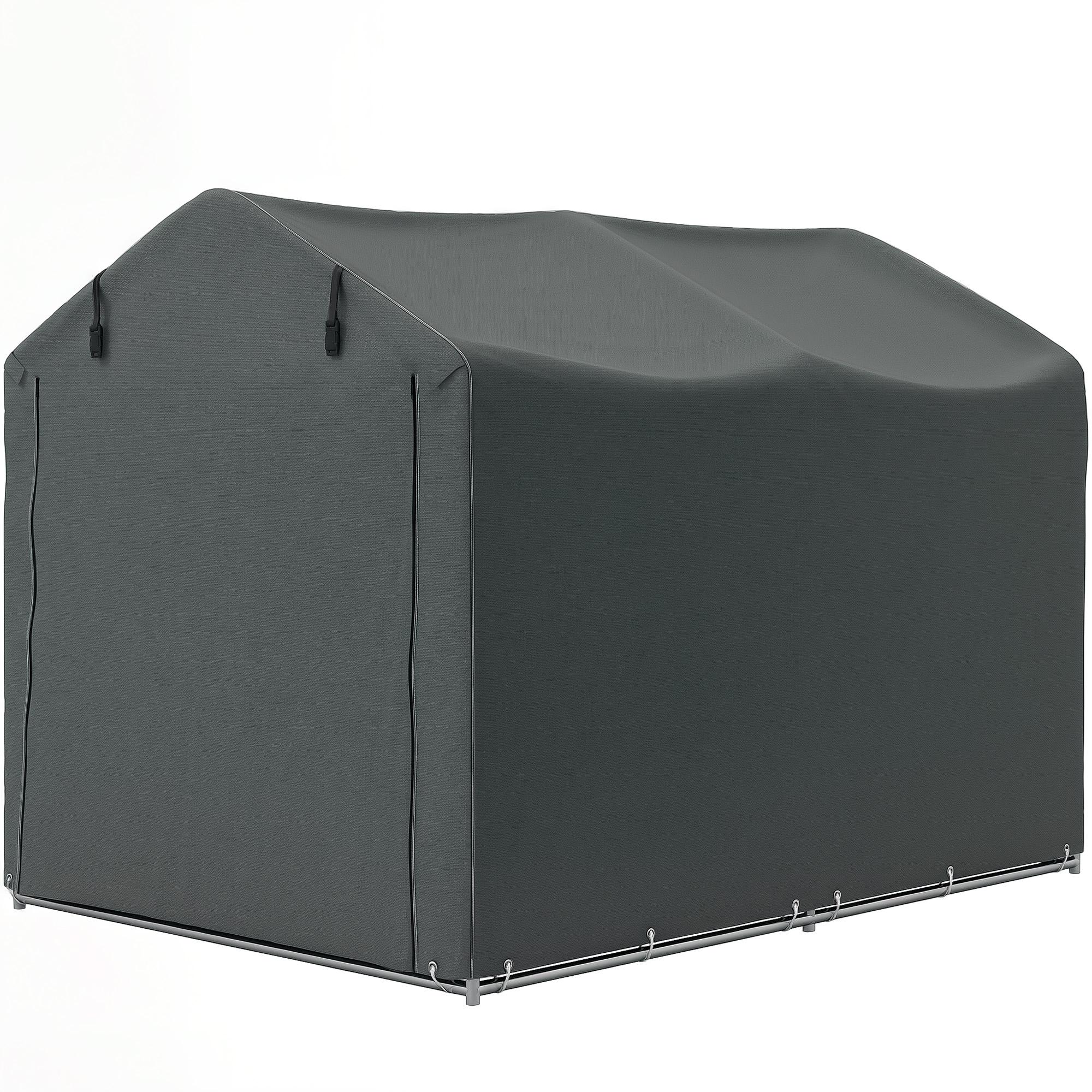 Tente de Rangement de Jardin 2,2 X 1,6 M Imperméable Anti-UV Tente à Vélo Avec Porte Zippée Enroulable Abri de Rangement Extérieur Galvanisé Carport Pour Vélo Moto