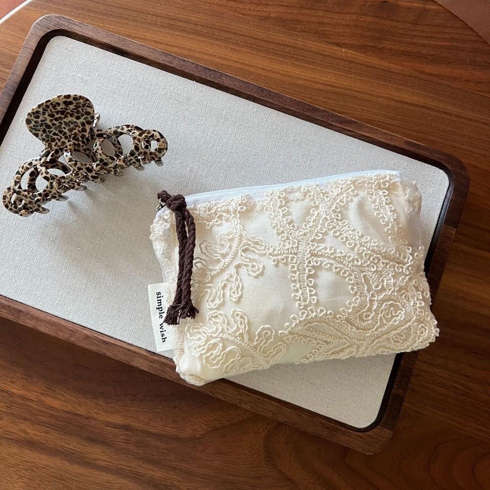 French Art Deco Mini Cotton Pouch Embroidery Design Mini Size Zero Wallet Portable Lace Embroidered Coin Purse Wallet