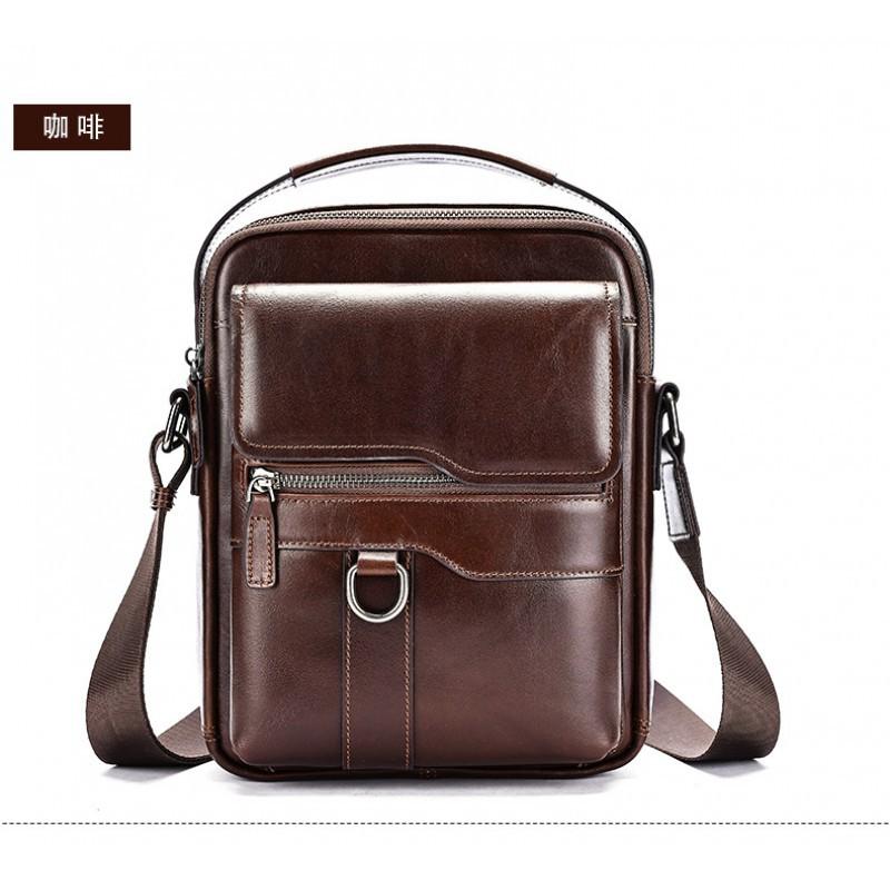 Retro Men's Top Layer Cowhide Shoulder Bag High Luxury Business Leather Crossbody Trendy Casual Outdoor