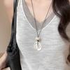 Vintage Irregular Frosted Circular Pendant Necklace for Women Girl Unique Design Long Rope Chain Necklace Christmas Jewelry Gift