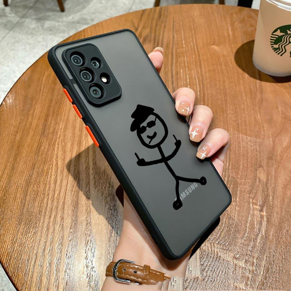 Cute Middle Finger Funny Man Galaxy A53 5G Case For Samsung A52 A52s A13 A14 A21S A23 A32 A33 A51 A71 A73 Phone Case Matte Cover