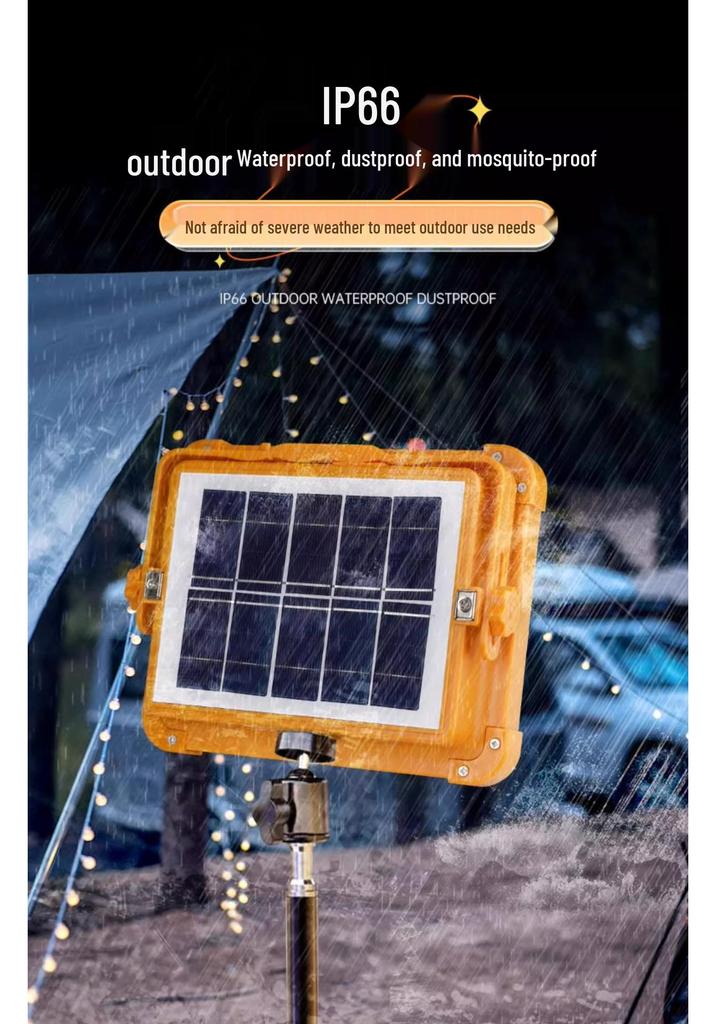 Solar-Powered LED Flashlight for Camping, Night Markets, and Outages