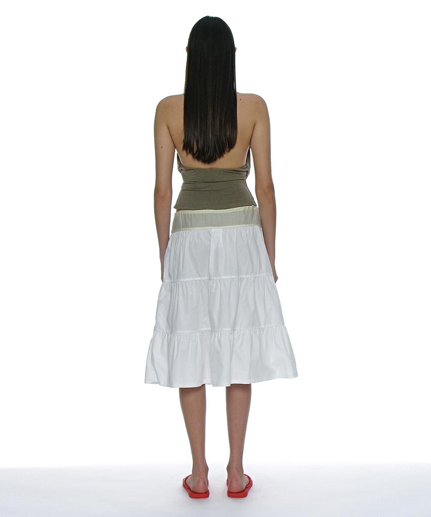 Partimento Woman Tiered Shirred Midi Skirt_Off White