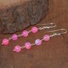 Natural Pink Opal Gemstone Dangle Earring, Multifire Opal Round Beads Earrings, Fire Opal Smooth Beads Earring for Her, Handmade Earrings