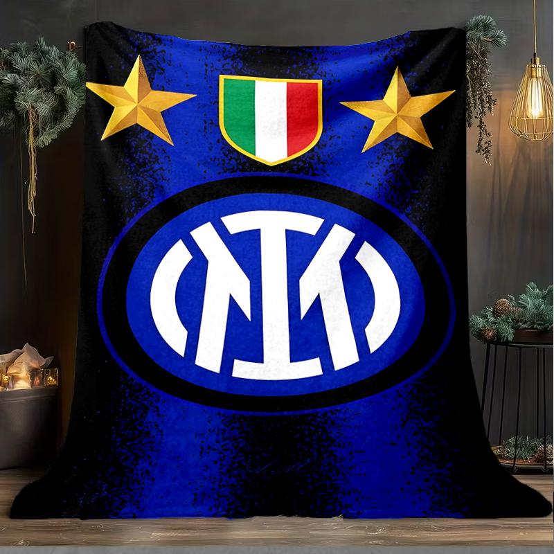 1 PZ F.C. Coperta morbida in flanella stampata Internazionale Milano per camera da letto da adulto, soggiorno, divano, campeggio, viaggi, regali per tifosi, regali di Natale