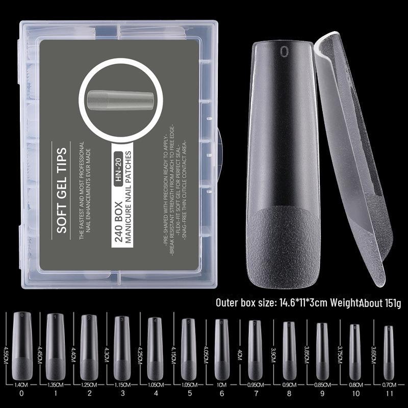 

Набор для дизайна ногтей XXL из полупрозрачного матового бесшовного квадратного материала - 240 шт.