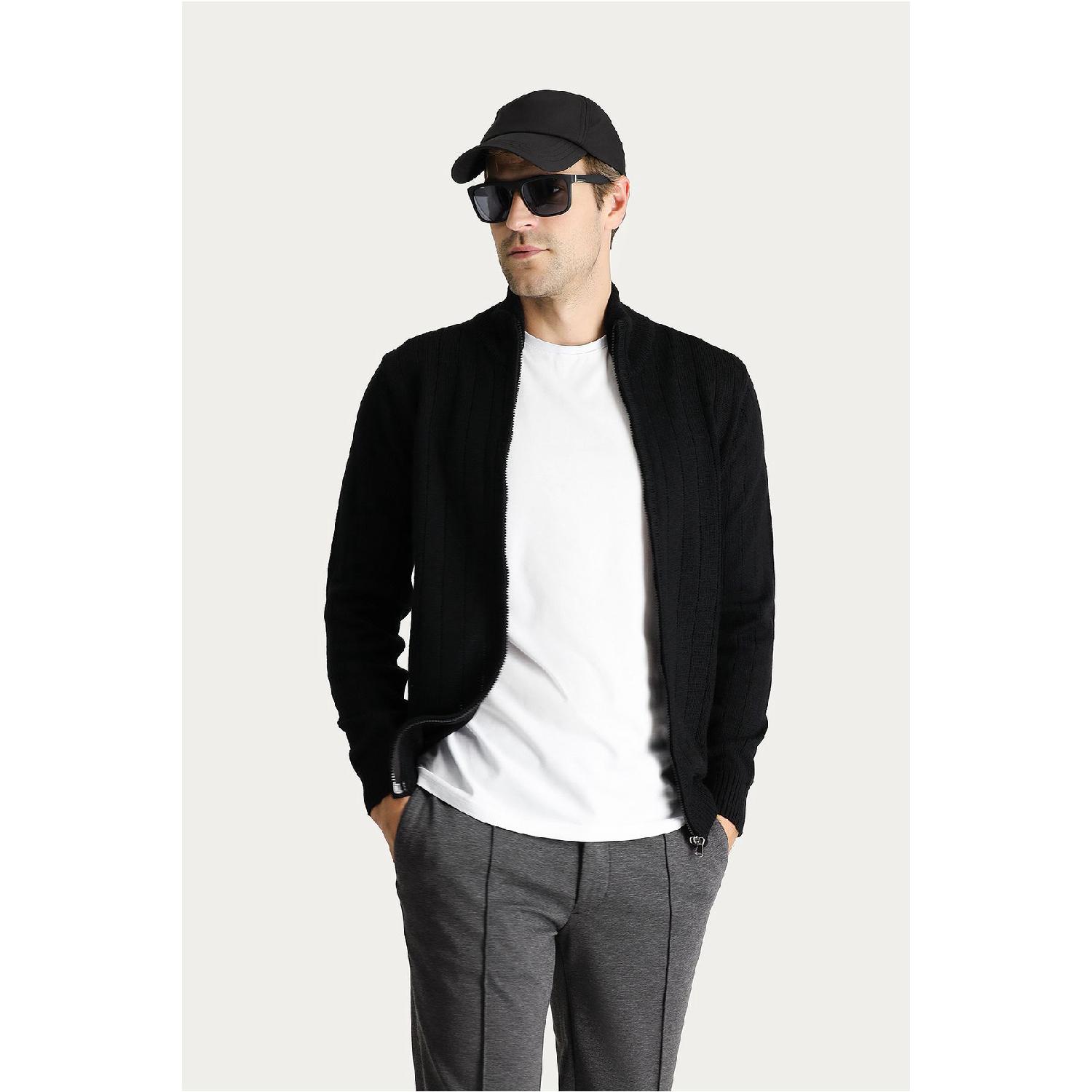 

Zippered Knitted Cardigan M чёрный