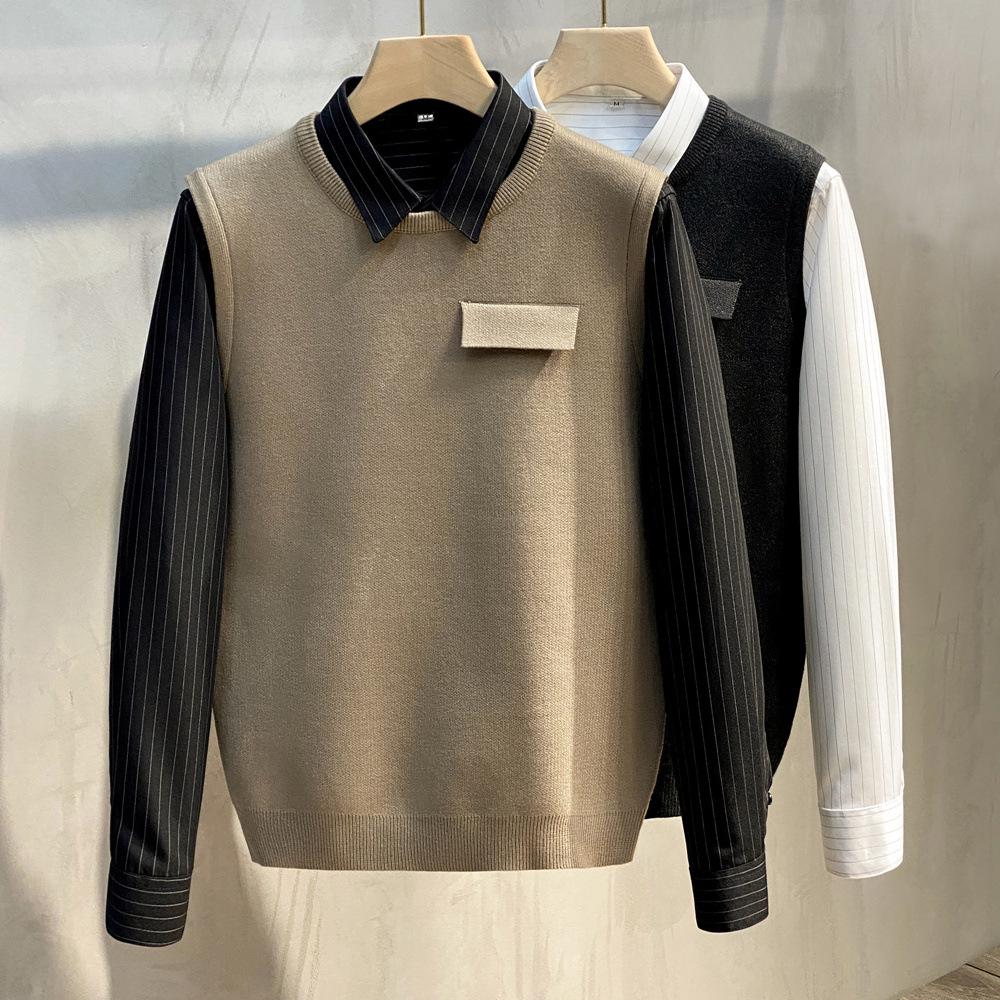 Men's Solid Color Sleeveless Knitted Sweater Vest - Round Neck, Thick, Autumn/Winter 2022 Collection