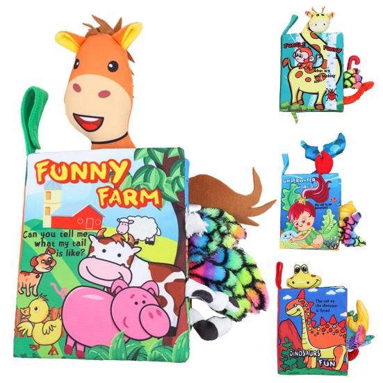

Многофункциональная трехмерная детская тканевая книжка с хвостом животного и звонкой бумагой