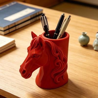 3D Printed Horse Head Pen Holder Practical Desk Organizer for Pencils Markers Creative Office Home Decor Unique Gift for Students