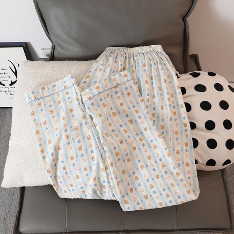 Sweet and Cute Kawaii Bear Print Two-piece Pajamas Set Autumn Casual Versatile Home Wear Pajamas Women's Soft Women's Pajamas