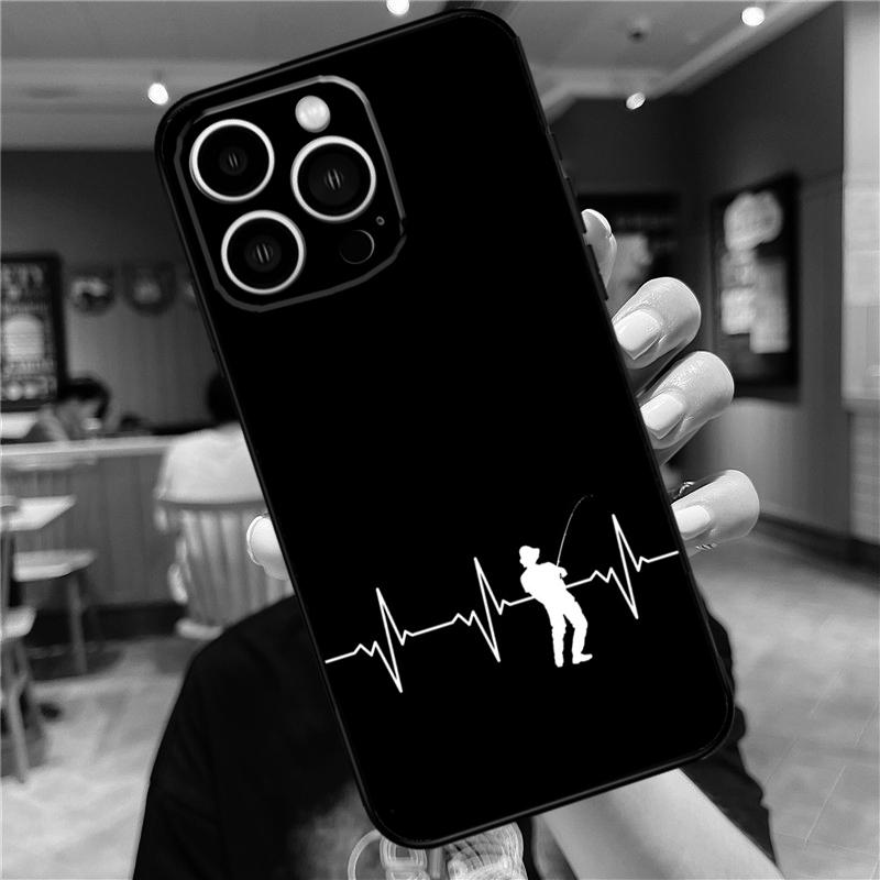 Fishing Heartbeat Case For iPhone 17 15 14 13 12 11 16 Pro Max Mini Plus 16e 17 Air Bumper Cover Accessories
