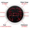 Red LED Pointer 85mm Gauge 0~10Bar Oil Pressure+Water Temp+Fuel Level Gauge+Voltmeter 0-190ohm Fuel Sensor Car Boat DC12V Custom