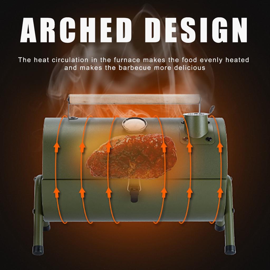 Red / Green Portable BBQ Grill Thickened Charcoal Barbecue Stove Pit Patio Yard Meat Cooker Set for Camping Picnic Outdoor