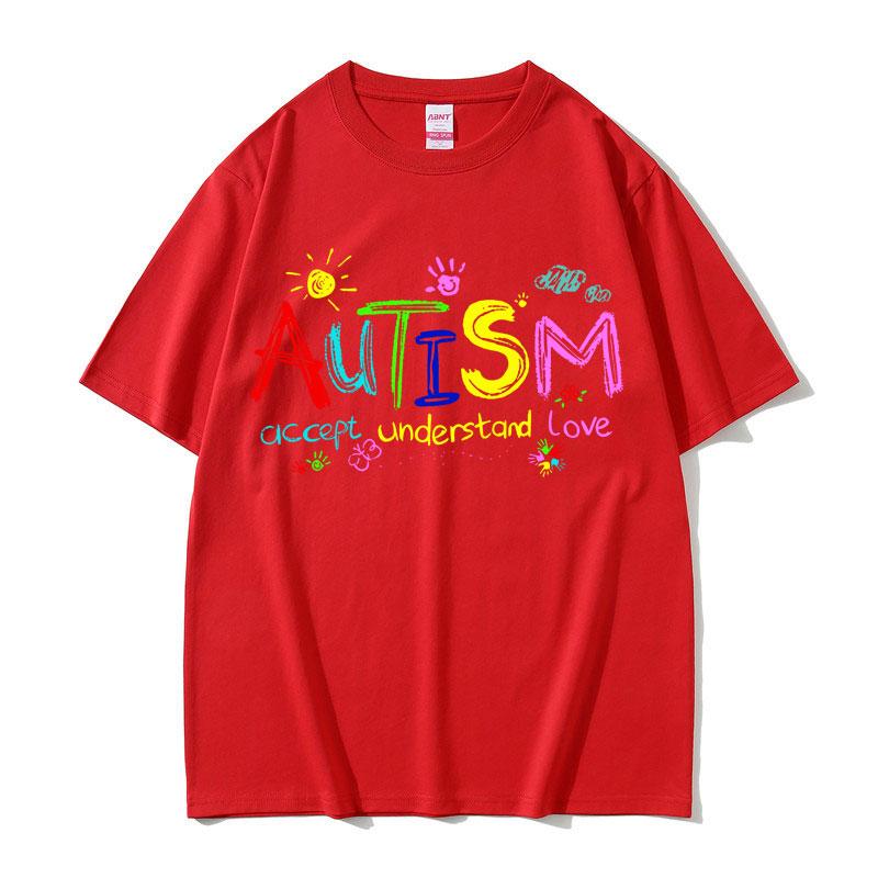 Autism Accept Understand Love Funny Meme T Shirts Men Women Casual Cotton Vintage Short Sleeve Oversized T-shirt Male Streetwear