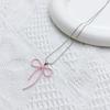 Bow Necklace for Women Beaded Bowknot Pendant Necklaces Bead Chain Pendant Neckwear Fashion Gifts for Women