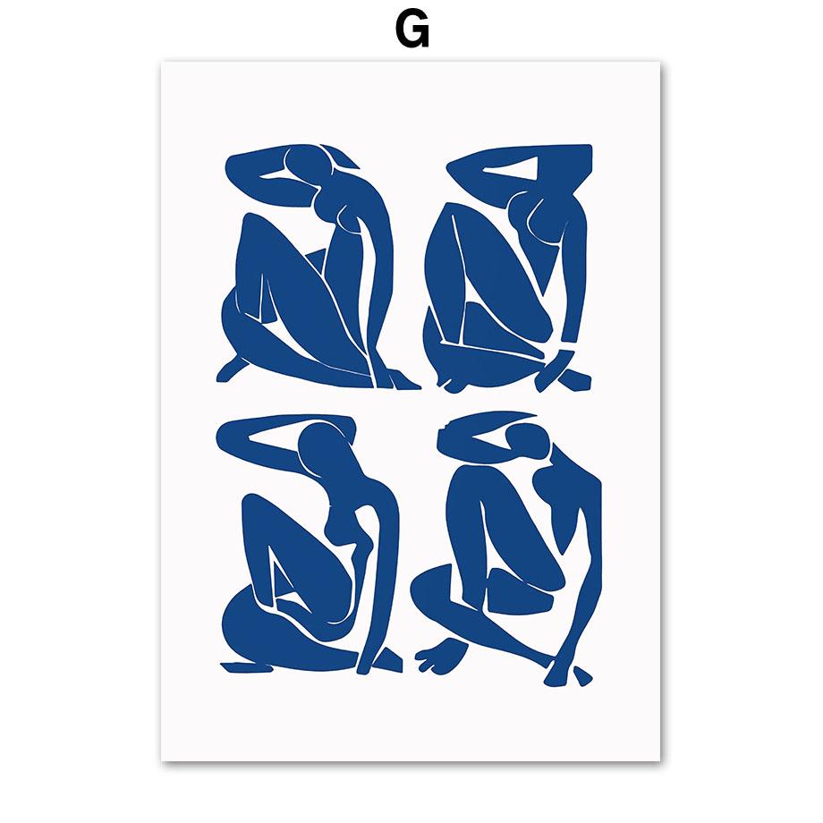 

Синий Анри Матисс Баухаус Пикассо коралловые листья плакаты и принты настенная живопись на холсте для гостиной декоративные картины A4 21X30cm No Framed